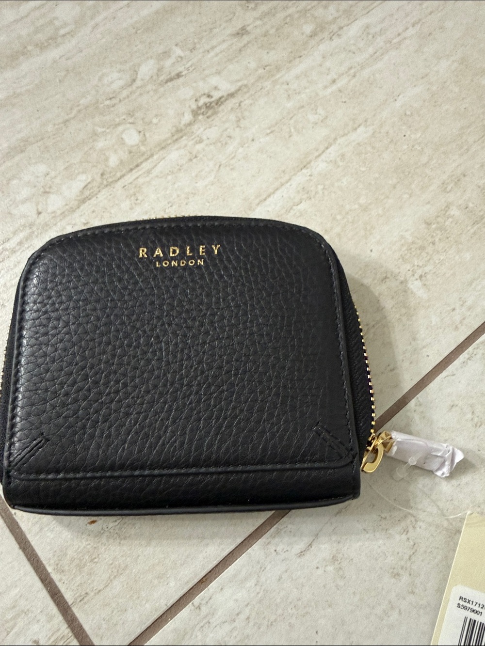 RADLEY LONDON Black Pebbled Zip Coin Wallet with Gold Hardware ..nwt - Picture 3 of 6